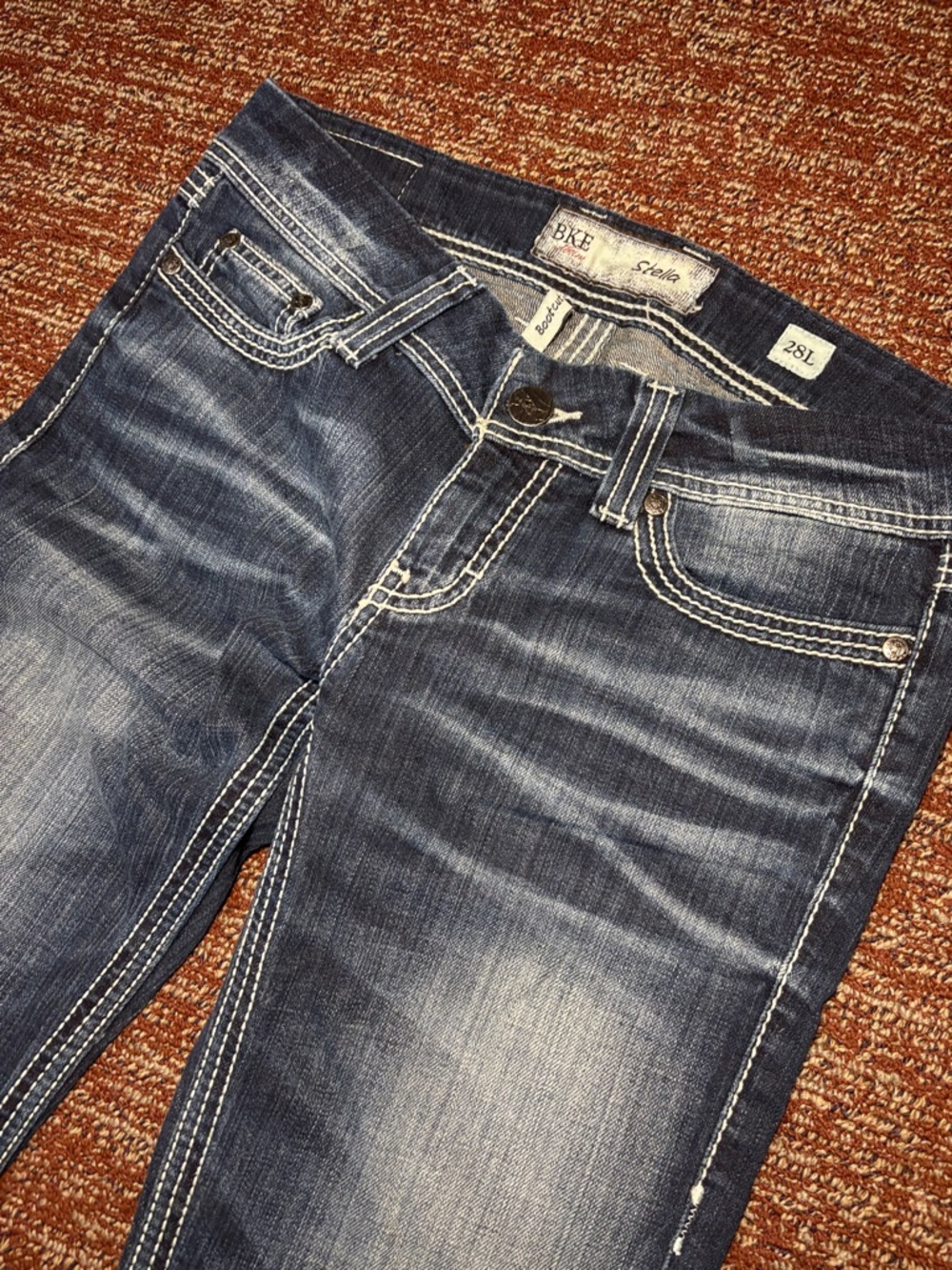 Vintage Y2K Buckle BKE Stella boot dark wash low rise stretch denim women’s 28 - Picture 3 of 13